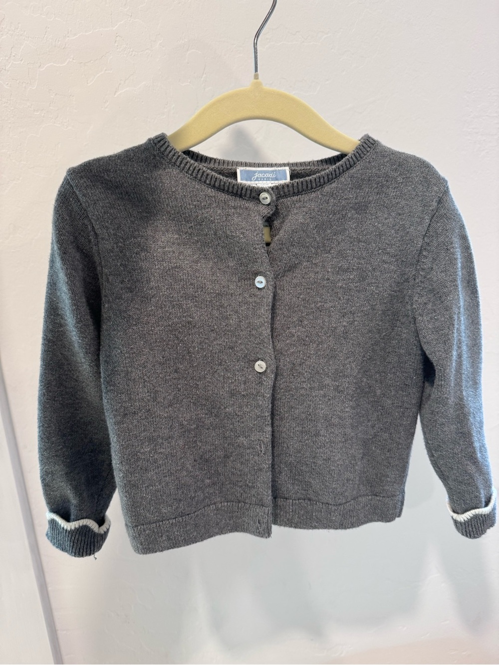 Jacadi Charcoal Gray Button-Up Knit Cardigan